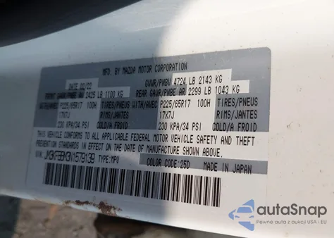 2022 Mazda Cx-5 2.5 S Select from USA, damaged, VIN JM3KFBBM3N1579139